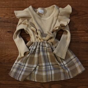 Beige Plaid Ruffle Dress